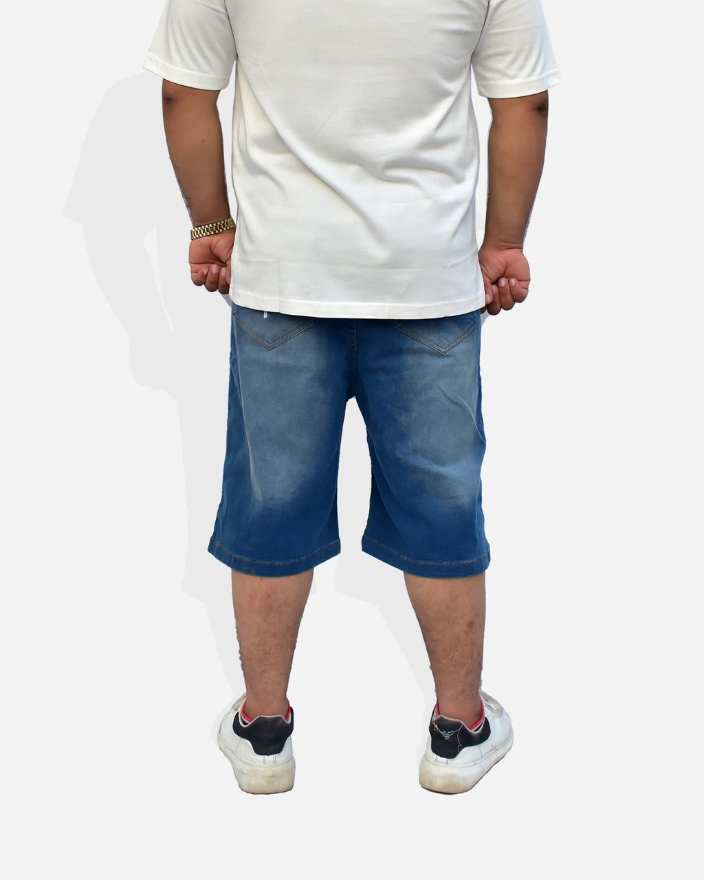 Urban Vandal Graffiti Denim Shorts – Light Wash Blue