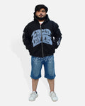 Appliqué Full-Zip Hoodie (Black / Ice Blue)