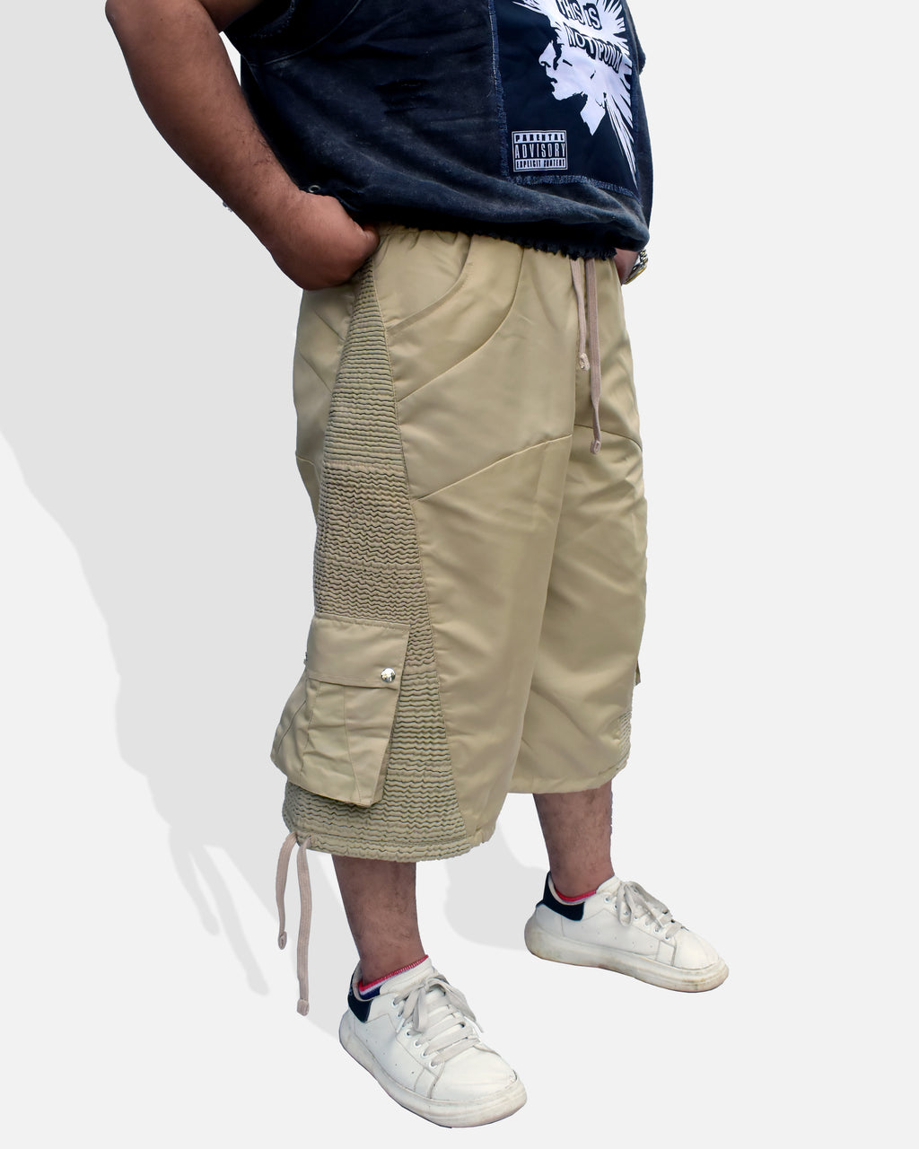 Utility Panel Cargo Shorts  Beige