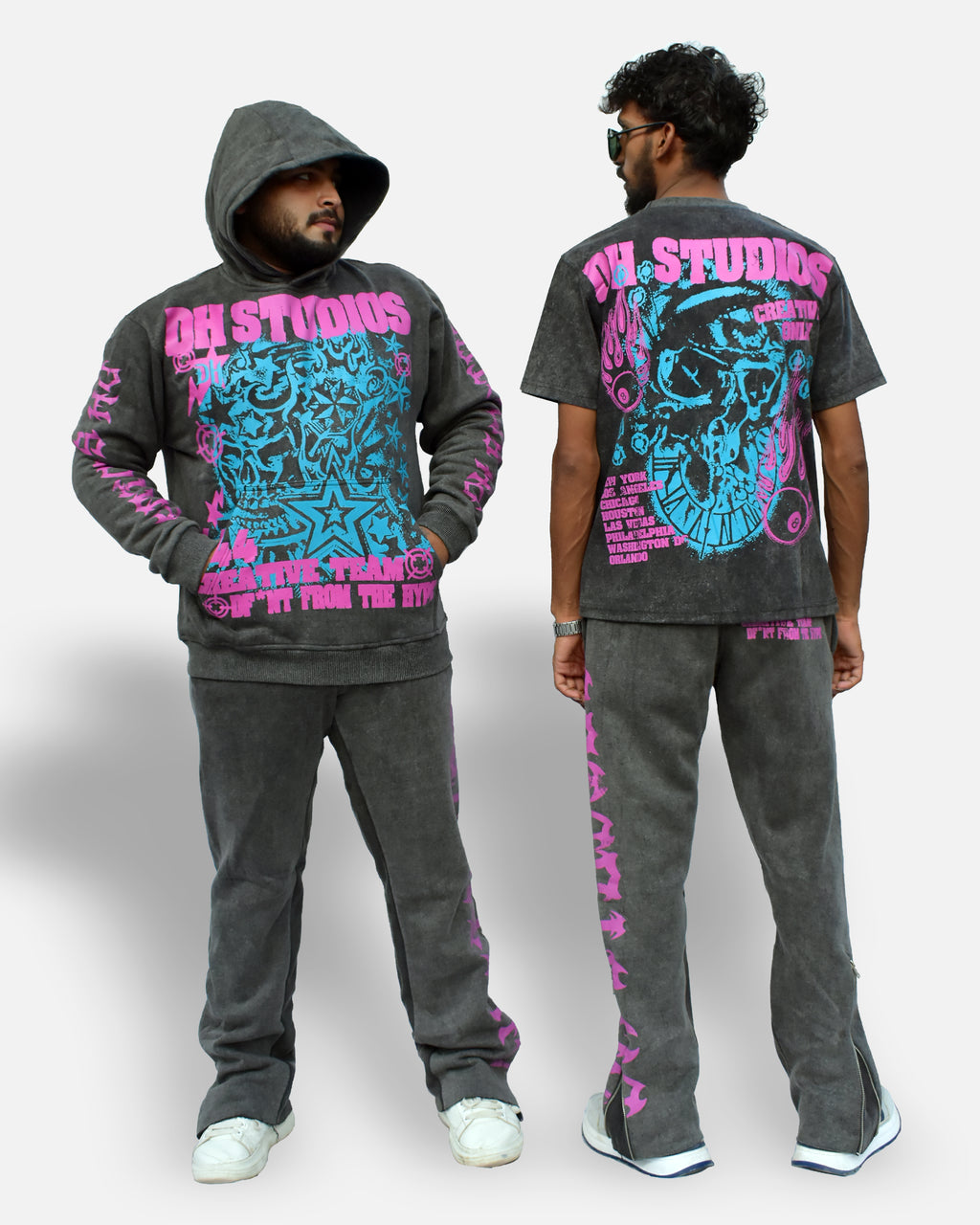 Premium Washed Cotton Fleece 3-Piece Hoodie, Shirt & Trouser Set